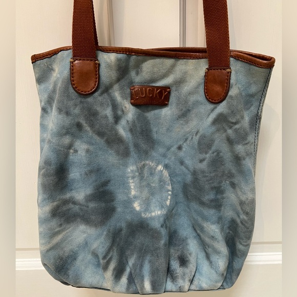 Lucky Brand Handbags - Lucky Brand Tie Dye Leather & Canvas Tote Bag